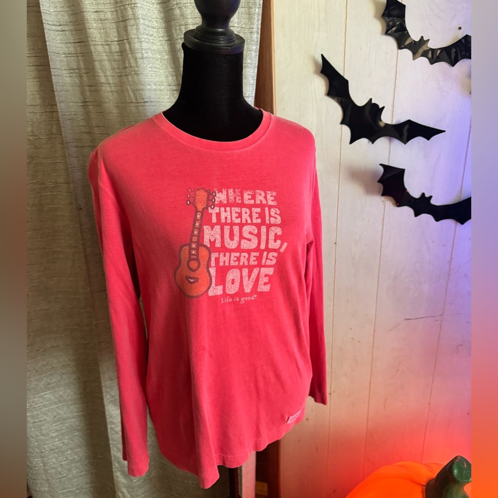Red distressed Graphic Long Sleeve Shirt